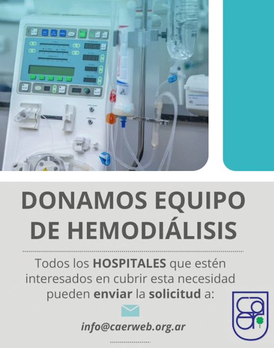 Donamos equipo de hemodiálisis
